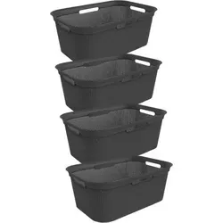 4er Set Wäschekorb BRISEN 41 Liter, Farbe:Schwarz - Schwarz