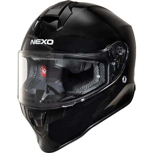 Produktbild Nexo Integralhelm Basic III Motorradhelm Helm Motorrad Mopedhelm, herausnehmbares Komfortpolster, mehrfache Be-, Entlüftung, Nasen-, Kinnwindabweiser, klares Visier, Ratschenverschluss,