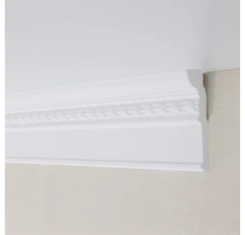 PROVISTON Stuckleiste Polystyrol, 34 x 98 x 2000 mm, Weiß, Deckenleiste, Kleben, Polystyrol, 1-St.