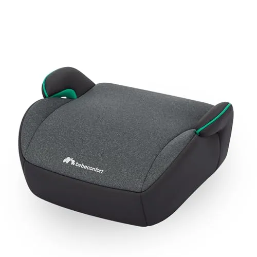 Bebeconfort Manga i-Safe, Kindersitzerhöhung, 6–12 Jahre, 128–150 cm, Folgekindersitz, Kompakt & Leicht (<1 kg), Einfache Gurtmontage, Gepolstert, Soft-Touch-Gewebe, Tinted Black