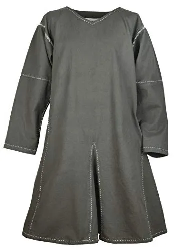 Battle-Merchant Mittelalter Tunika Askur - Wikinger Kleidung für Herren (Olivgrün, 3XL) - Kostüme für Erwachsene - Authentische Wikinger-Tunika aus 100% Baumwolle mit handgearbeiteten Ziernähten, ideal für LARP, Mittelaltermärkte oder Fasching.