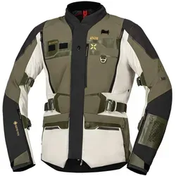 iXS Venture-GTX 1.0 Motorradjacke - Motorradjacke aus atmungsaktivem, winddichtem Laminat, ideal für Biker. Stilvolles, mehrfarbiges Design in Grau und Olivgrün, Größe M.