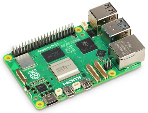 Raspberry Pi 5 mit 1GB RAM - Fortschrittlicher Raspberry Pi 5 mit 1GB RAM, ausgestattet mit Dualband-WLAN und vielseitigen Anschlussmöglichkeiten für optimale Vernetzung und Leistung.