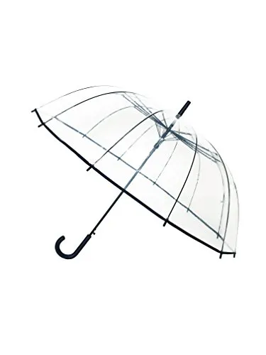 SMATI Großer langer Regenschirm Transparent - Windbeständig und stilvoll - Stockschirme mit 12 stabilen Glasfaserstäbchen, 102cm Durchmesser, selbstöffnend und ideal für 2 Personen. Genießen Sie den Durchblick bei jedem Wetter!