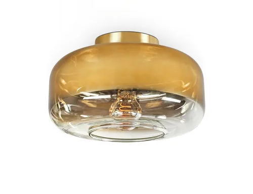 hofstein Deckenleuchte Deckenlampe aus Metall/Glas in Messingfarben/Goldfarben/Klar, ohne Leuchtmittel, mit Schirm aus Glas (28 cm), 1 x E27, ohne Leuchtmittel