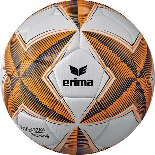 Erima Senzor Star Training Ball - Trainingsfußball in Gr. 5 mit FIFA Basic Logo, wasserabweisend und ideal für intensives Training auf Rasen.