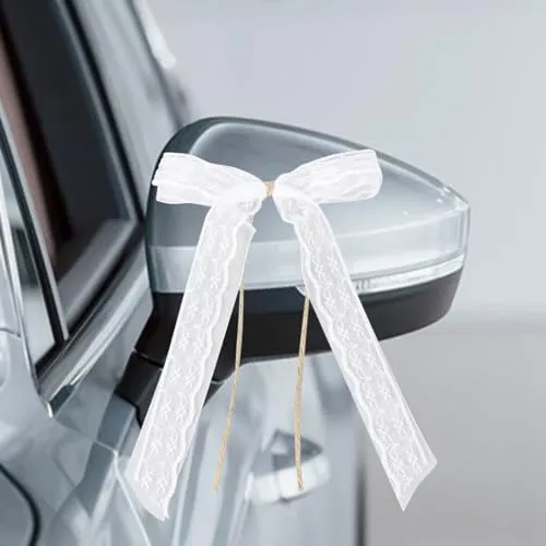 Stück Antennenschleifen Spitze 12 * 25cm Autoschleifen Hochzeit Antennenschleifen,Autoschleifen Weiß mit Herzen für Hochzeit Party Geburtstag 50