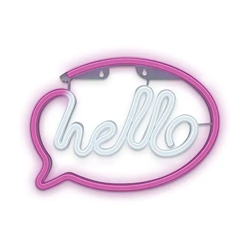 Hello Pink/Weiß LED, Forever Light Neonlicht, LED Leuchtreklamen für Schlafzimmer, Kinderzimmer, Neonschild für Wand, Neon Gaming, Anime, Party Zubehör, angetrieben von Batterie oder USB