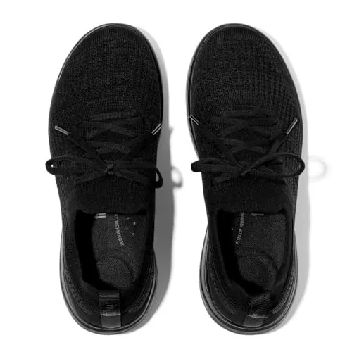 Fitflop Damen Super-q Knit Slip-on Laced Sneakers, Schwarz, 38 EU - Damen-Sneaker mit anatomisch geformtem Fußbett für optimale Druckverteilung und Unterstützung des Fußgewölbes – ideal für den Alltag.