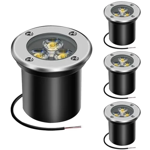 AHOTSUK LED Bodeneinbaustrahler Wegeleuchten 12V 24V 3W Bodeneinbaustrahler Aussen IP67 Gartenstrahler für Aussen Wegbeleuchtung Garten Terrasse Treppen,warmweiß