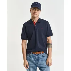 Gant Herren Reg Contrast Pique Rugger Polohemd, Evening Blue, L EU - Poloshirt für Herren mit Slim Fit Passform, optimalem Sitz und höchstem Tragekomfort – perfekt für lässige Anlässe.
