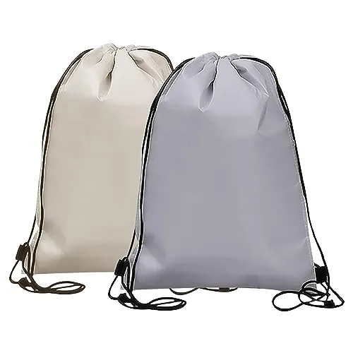 2er-Pack Kühltaschen mit Kordelzug, faltbar und wiederverwendbar, Beige und Grau