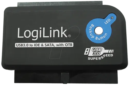 LOGILINK AU0028A - USB 3.0 zu SATA/IDE Adapter mit OTB - Konverter für 2,5'' und 3,5'' Festplatten sowie CD/DVD-Laufwerke, unterstützt Übertragungsgeschwindigkeiten bis 5 Gbps und bietet eine praktische One-Touch-Backup-Funktion.
