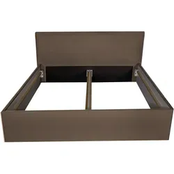 Halmon Schlafkomfort Polsterbett Dunkelbraun 140x200 cm - Elegantes Polsterbett aus hochwertigem Holzwerkstoff mit Mikrofaserbezug. Hoher Komfort durch bequeme Liegehöhe und stilvolles Kopfteil. Ideal für jedes Schlafzimmer und einfach zu montieren.