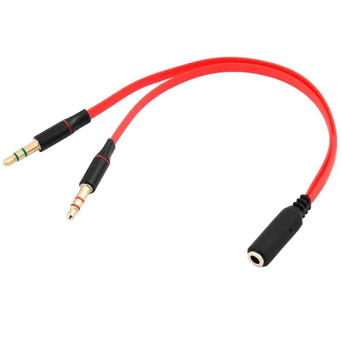 Splitter Kabel 3.5mm Female zu 2 AUX Male Headset Mikrofon Audio Adapter