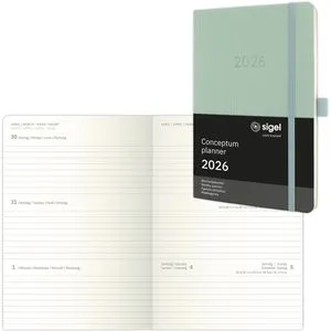 Sigel Buchkalender C2638 Conceptum, mintgrün, 2026, A5, Wochenplaner, 1 Woche = 2 Seiten