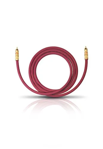 OEHLBACH NF 214 Subwoofer-Kabel - Hochwertiges Cinch-Kabel für kraftvollen Bass, versilberte Kupferleiter (SPOFC), 24kt. vergoldete Kontakte, optimale Signalübertragung, 2 Meter, Bordeaux