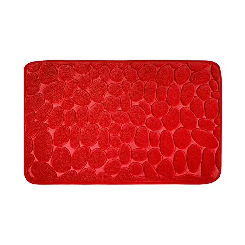 WohnDirect Memoryschaum Badteppich, Rot, 50x80 cm - Flauschiger Memoryschaum Badteppich, Oeko-Tex® Standard 100, rutschfest und waschmaschinengeeignet für warme Füße nach der Dusche.