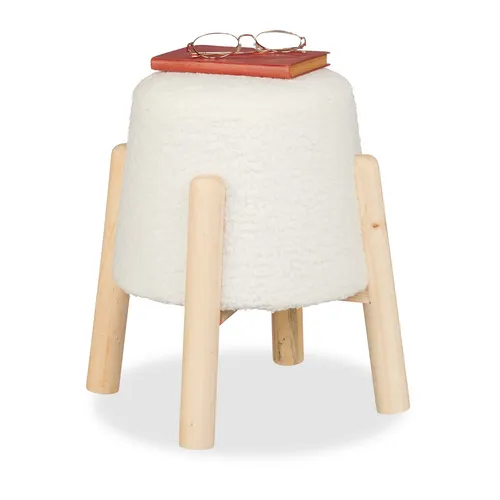Stoffhocker Teddyfell - Gepolsterter Sitzhocker für Gemütlichkeit - Hocker & Barhocker aus hochwertigem Polyester, mit weichem Teddyfell-Bezug für ultimativen Komfort, ideal für jeden Innenbereich.