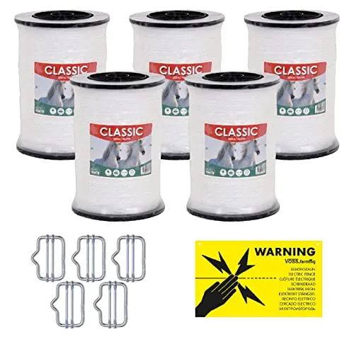 VOSS.farming Weidezaunband 40mm Classic 8 x 0,16 NIRO, weiß, Weidezaun und Elektrozaun Band, Elektroband, Pferdezaun, Pferdeband, Ponyzaun, Sparset (1000 m)