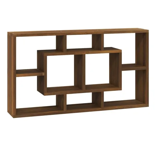 furnicato Wandregal 85x18x85 cm Braun Massivholz Optik mit 8 Fächern, 1-tlg.