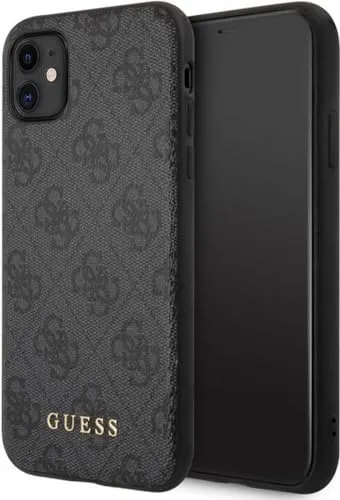 Guess GUHCN61G4GFGR 4G Metal Gold Logo Hülle für iPhone 11 Grau