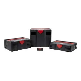 STIER Systainer-Set 3-teilig mit Gratis Micro-Systainer - Werkzeugkoffer mit T-Loc System für einfaches Kombinieren und Transportieren, robust und langlebig, ideal für Ordnung und Schutz von Gegenständen.