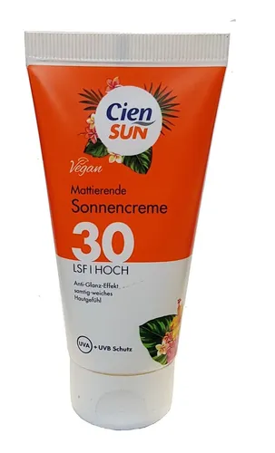 Cien Sun Mattierende Sonnencreme Creme Schutz LSF 30 Vegan Anti Glanz 50 ml NEU
