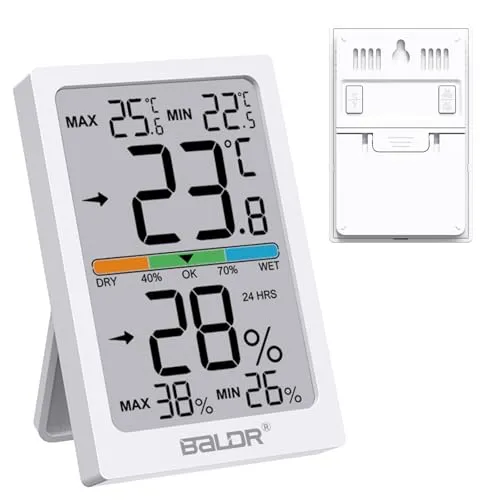 Digitales Thermo-Hygrometer für den Innenbereich mit großem LCD-Display, Max./Min-Wertaufzeichnung, Temperatur- und Feuchtigkeitsüberwachung, °C/°F-Umschaltung, Komfortanzeige