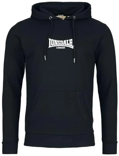 Lonsdale Herren Beetham Kapuzenpullover, Schwarz, 3XL EU - Herren-Sweatshirt in schmaler Passform mit stylischem 3D Gummidruck-Logo und praktischer Kängurutasche, ideal für sportliche und lässige Looks.