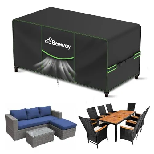 BEEWAY Gartenmöbel Abdeckung Wasserdicht V2.0 200x160x73cm, Schutzhülle Abdeckplane für Gartentische Terrassenmöbel Möbelsets