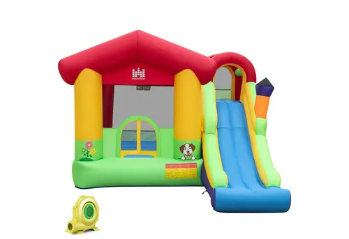 COSTWAY Hüpfburg Spielburg, Springburg, mit Gebläse, Rutsche, Ozeanbällen