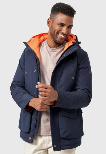 Indicode Kurzmantel Waters blau L (52) - Funktionsjacke in Navy mit Kapuze, aus 100% Polyester, ideal für lässige Outfits und vielseitige Freizeitaktivitäten.