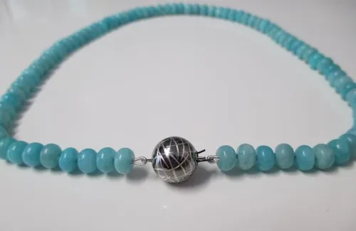 Edelsteinkette Amazonit mit 925/- Silber Schließe