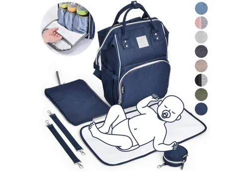 Daliya® Wickeltasche PAKMI Wickelrucksack - Wickeltasche im praktischen 5-tlg. Set mit Thermofächer für Milchflaschen, viel Stauraum und hochwertigem, wasserabweisendem Material - ideal für unterwegs.
