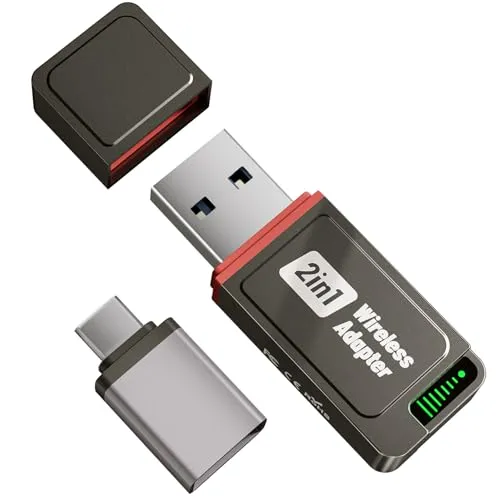 SALCAR CarPlay Wireless Adapter 2 in 1 für iPhone & Android - 2025 Upgrade - Digital Media-Receiver – Genießen Sie kabelloses CarPlay & Android Auto mit ultraschneller Verbindung dank A7-Chip und WiFi 6, perfekt für Fahrzeuge ab 2016. Automatisches Pairing für sofortigen Zugriff auf Navigation und Musik.