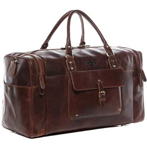 SID & VAIN YALE Weekender Reisetasche - Hochwertige Duffle Tasche aus echtem Leder mit praktischem Schuhfach, ideal für Reisen und Sport, Handgepäck geeignet.