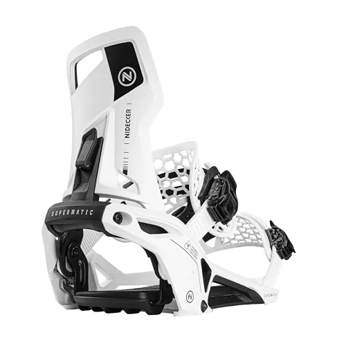 Nidecker Supermatic 2025 Snowboard-Bindung – Automatische Dual Entry Bindung in Weiß, Gr. M