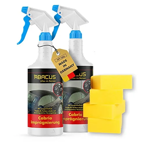 ABACUS® Cabrio-Imprägnierung, Cabrioverdeck Imprägnierung, Verdeck Imprägnierung, Cabriodach Imprägnierung, Stoffdach Imprägnierer, Cabrio Schutz-Spray, Cabrio Imprägnierer – 2X 750 ml Set (7475)