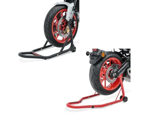 ConStands Motorradheber Set Montageständer + Hinterrad S7 - Praktisches Set für die sichere Wartung Ihres Motorrads. Der stabile Montageständer bietet zuverlässigen Halt, während der Hinterradheber das Arbeiten erleichtert.