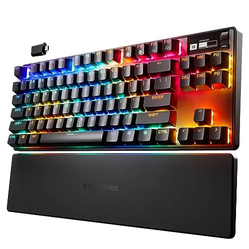 SteelSeries Apex Pro TKL Wireless HyperMagnetic Gaming-Tastatur – E-Sports TKL-Formfaktor – Anpassbares Ansprechverhalten – PBT-Keycaps – Bluetooth – 2,4 GHz– USB-C –– Englisch Tastatur (QWERTY)