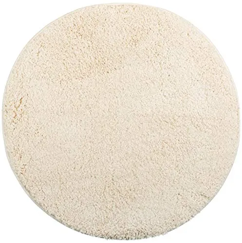 Brandsseller Badezimmerteppich Ø 60 cm Badvorleger Badematte Badteppich rund Chenille rutschfest saugstark maschinenwaschbar - Beige