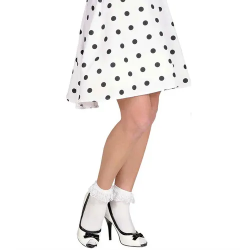 Rockabilly Rüschen Socken Weiß für Damen Kostüm Zubehör 50er Jahre Outfit