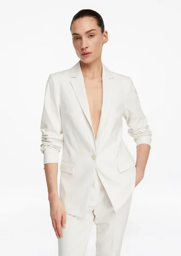 Comma Taillierter Blazer aus Viskose-Stretch - Eleganter taillierter Blazer mit Reverskragen und Knopfverschluss. Ideal für Business-Anlässe, bietet er eine hochwertige Verarbeitung und einen modischen Look.
