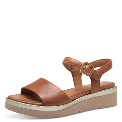 Tamaris Comfort Damen Sandalen 8-88708-42, Nut, 37 EU - Wanderschuhe mit elastischen Einsätzen für Hallux-Freundlichkeit und optimaler Passform. Hochwertiges Leder sorgt für langen Tragekomfort und stilvolle Kombinierbarkeit.