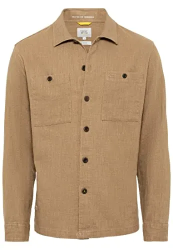 camel active Herren Overshirt aus einem Leinen-Baumwollmix Braun, Menswear-S