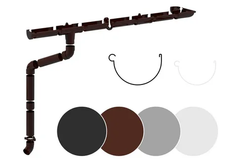 RainWay Dachrinne, Regenrinnen Komplettset (1 Dachseite) - PVC-U Kunststoff in 4 Farben, für Dachflächen > 100m² empfohlen (Komplettes Set - 6 Meter) Regenrinnen PVC Plastik