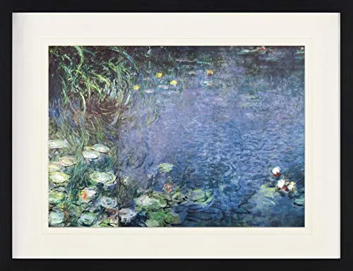 1art1 Claude Monet Poster Seerosen, Morgen Gerahmtes Bild Mit Edlem Passepartout | Wand-Bilder | Im Bilderrahmen 80x60 cm