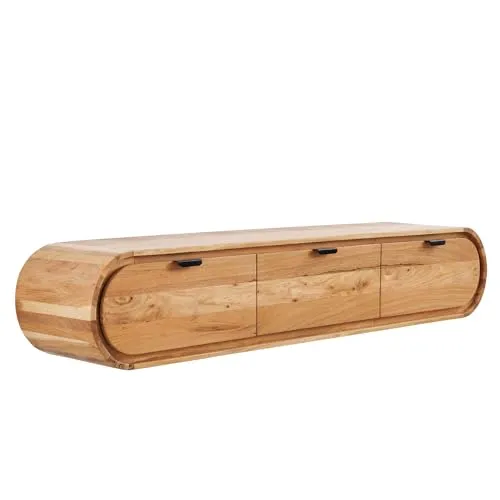 Riess Ambiente Hängendes TV-Board Organic - 160cm - Natur Akazienholz massiv Handmade mit Schubladen Sideboard