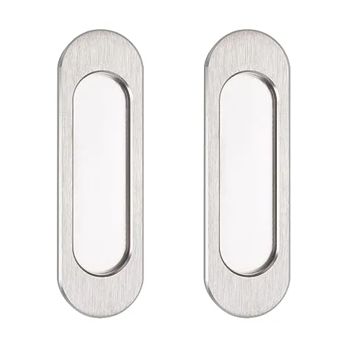MOROBOR Selbstklebende ovale Schiebetürgriffe, Aluminiumlegierung, versteckter Griff für Schiebetüren, Schränke, Schubladen, gebürsteter Stahl, 100 mm, 2 Stück